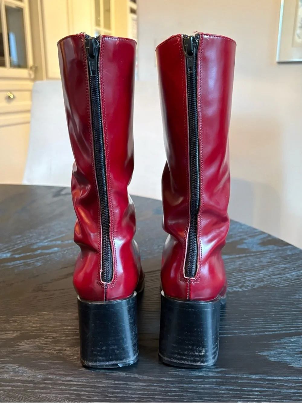 COACH Virginia J021 Burgundy Leather Square Toe Boots Made in Italy Size 6B - Picture 4 of 15